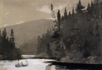Winslow Homer : Three Men in a Canoe